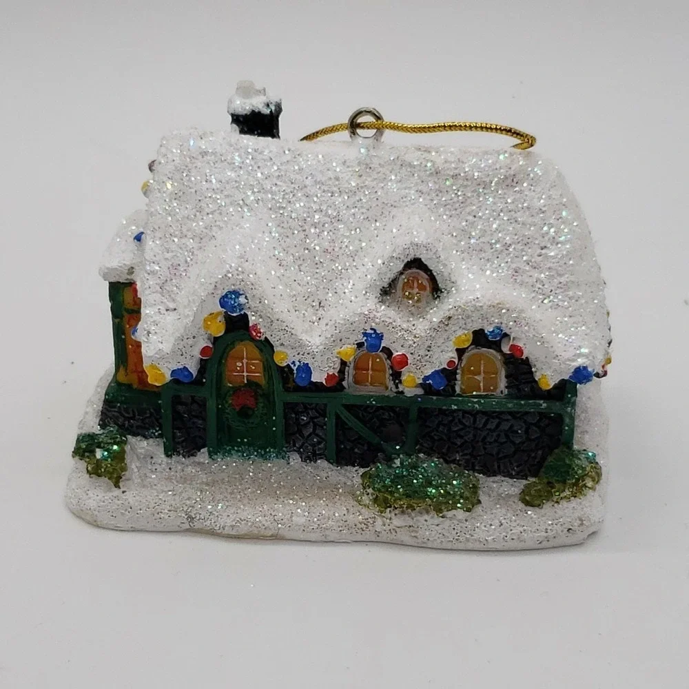 Vintage 1992 Thomas Kinkade Silent Night Snow Covered Cottage Christmas Ornament